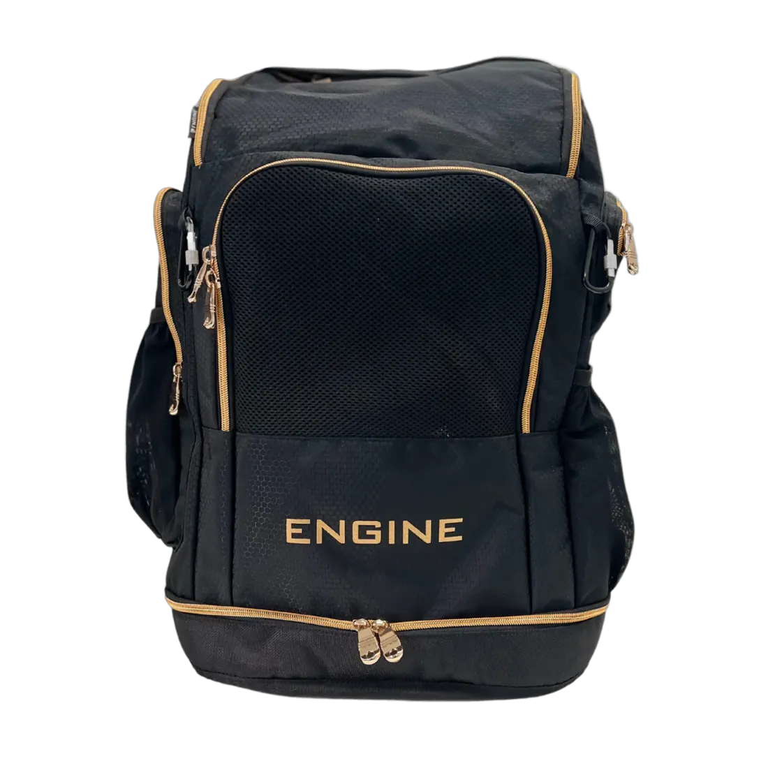 Black backpack with 'ENGINE' branding