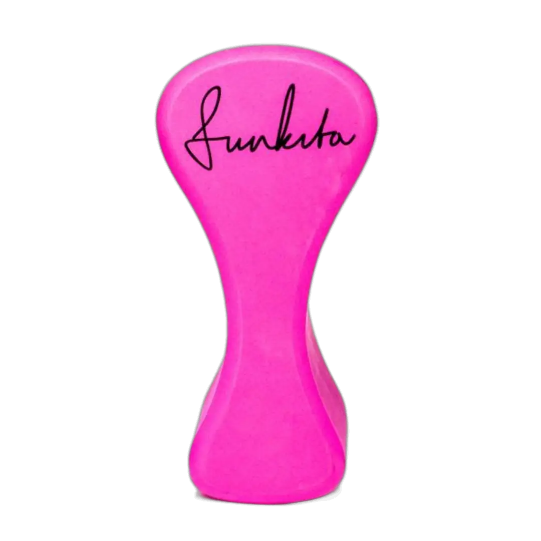 Pink swimming pull buoy with 'Funkita' branding
