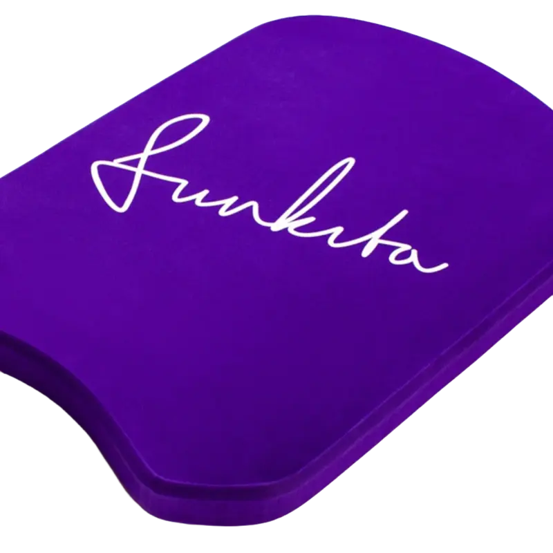 Purple swimming kickboard with 'Funkita' branding on an angled view