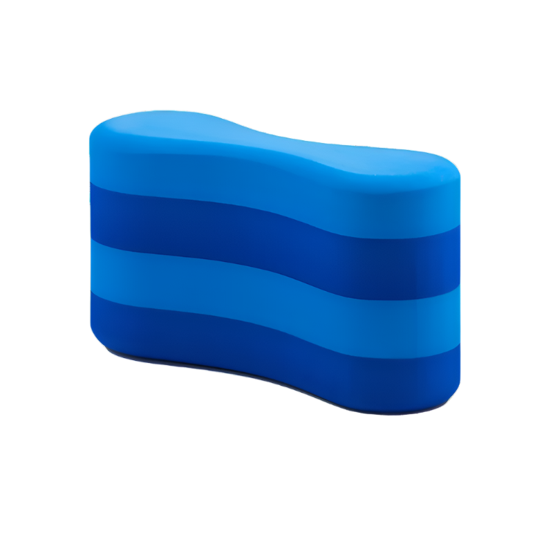 Vorgee 4 Layer Pull Buoy in light blua dn dark blue stripes.