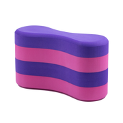 Vorgee 4 Layer Pull Buoy in pink and purple vertical stripes.