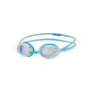 Blue and clear speedo opal swim goggles on a transparent background