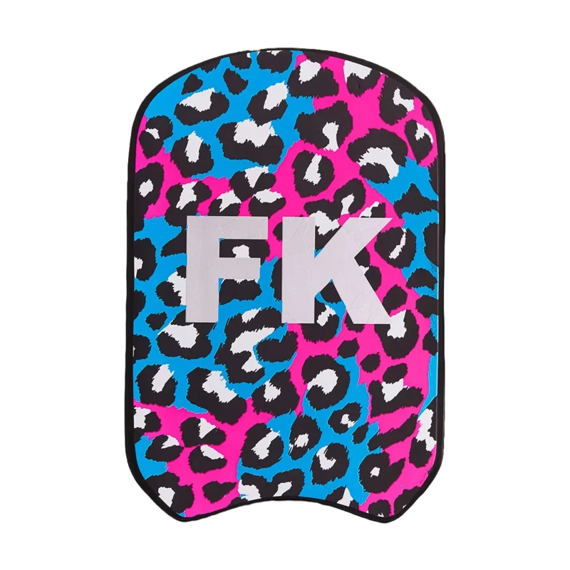 Blue and Pink Leopard print "FK" branded swimming kickboard
