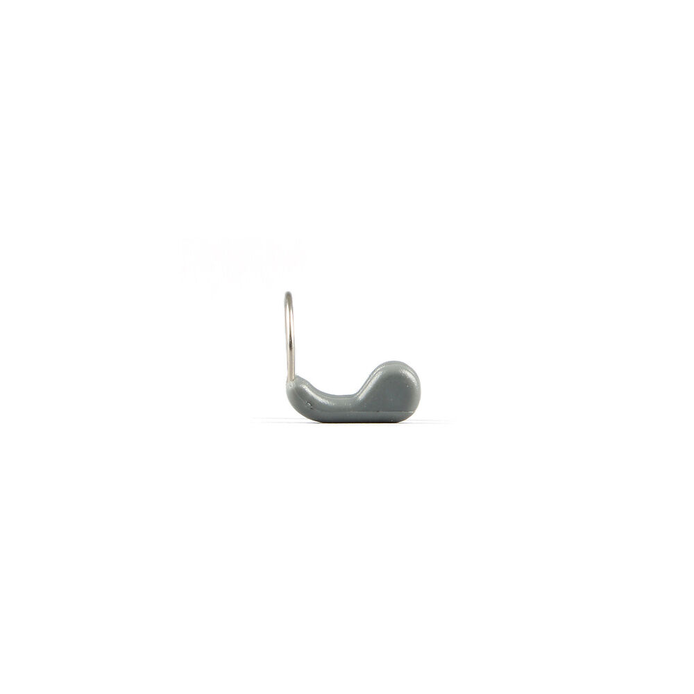 A side view of the Speedo competition nose clip in graphite grey color with soft silicone pads, memory plastic frame.