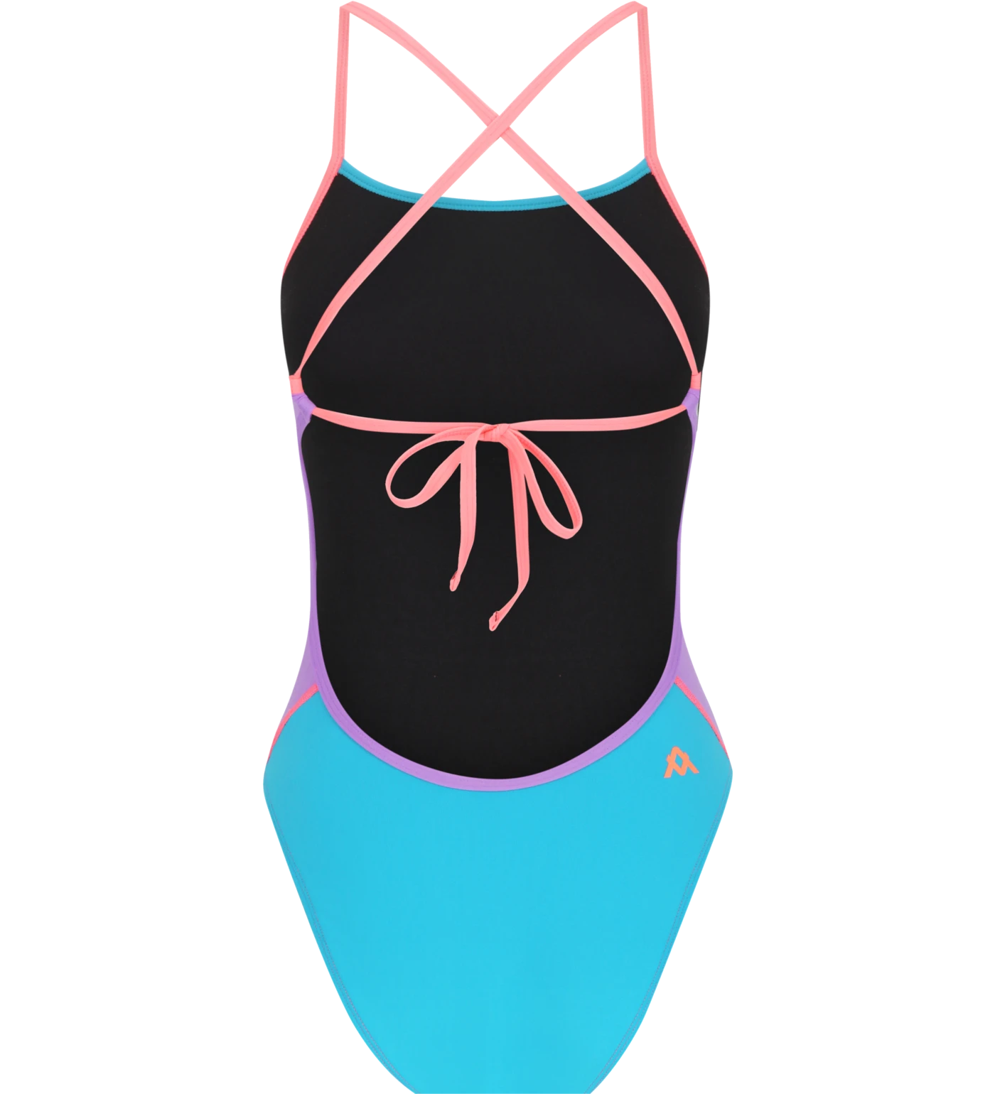 Amanzi Splendour purple and blue one piece swimsuit with tie back