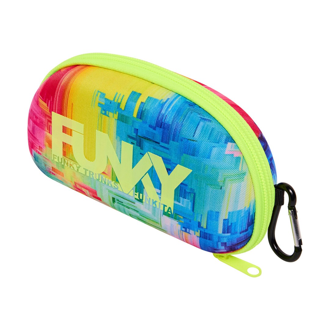 Funky Trunks hard shell goggles case with green zip