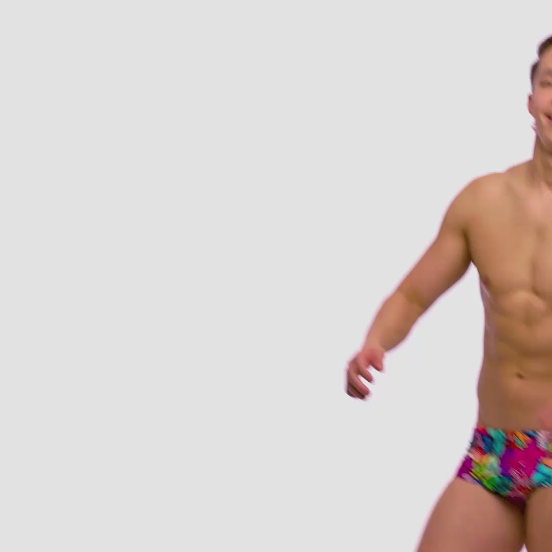 Load video: Funky Trunks Loud Proud Men's Classic Trunks