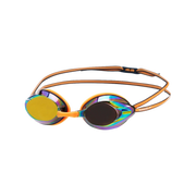 Speedo opal swim goggles with orange strap on a transparent background