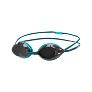 Speedo opal swimming goggles with black lenses and navy frames on a transparent background