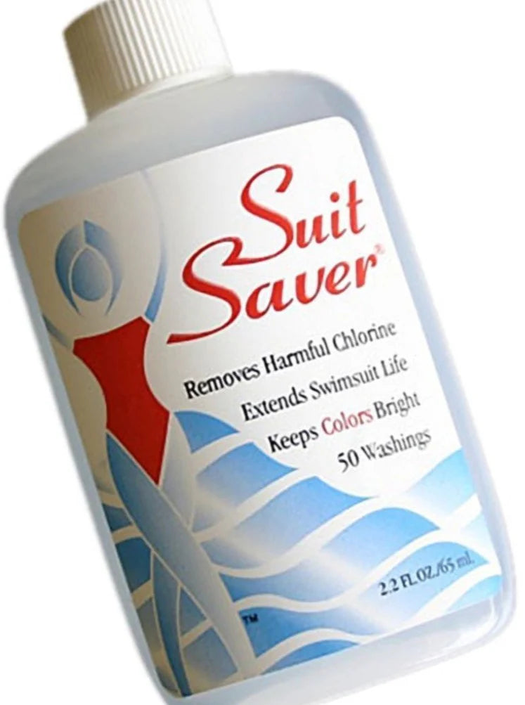 Suit Saver chlorine remover bottle with white cap on a white background